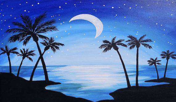 Moonlit Paradise Beginner Painting Classes San Diego CourseHorse